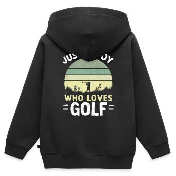 Golf, Golfer, Golfer, Golfer, Boy - Kids Premium Organic Zip-up Hoodie - black - Back - AI Model Kid Male (0cm)