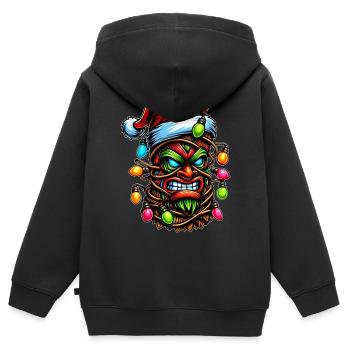 Tiki Luau Hawaïen Hawaïen Tiki Masque Noël Maman - Sweat Premium à capuche zippé enfant bio - noir - Dos - AI Model Kid Male (0cm)