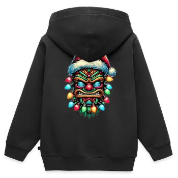 Tiki Luau Hawaiian Hawaii Tiki Maske Weihnachtsmüt - Kinder Premium Organic Zip Hoodie - Schwarz - Hinten - AI Model Kid Male (0cm)
