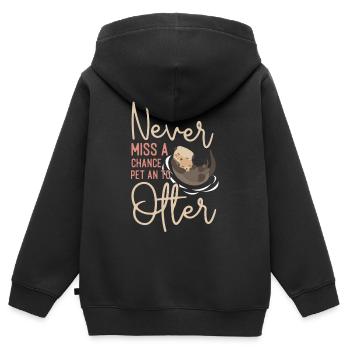 La loutre ne manque jamais une occasion de caresser - Sweat Premium à capuche zippé enfant bio - noir - Dos - AI Model Kid Male (0cm)