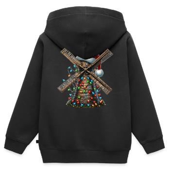 Windmühle Windkraft Weihnachtsmütze Xmas - Kinder Premium Organic Zip Hoodie - Schwarz - Hinten - AI Model Kid Male (0cm)