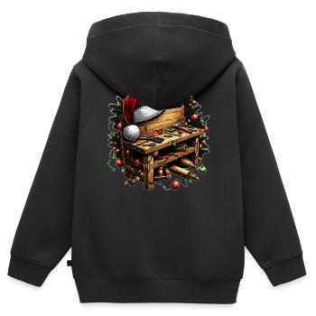 Woodworker Woodworking Carpentry Christmas - Kids Premium Organic Zip-up Hoodie - black - Back - AI Model Kid Male (0cm)