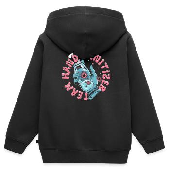 Keimphobie Mysophobie Team Hand Sanitizer - Kinder Premium Organic Zip Hoodie - Schwarz - Hinten - AI Model Kid Male (0cm)