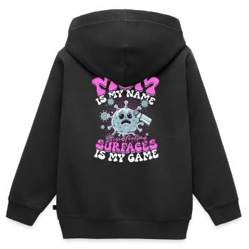 Phobie nucléaire Mysophobie - Sweat Premium à capuche zippé enfant bio - noir - Dos - AI Model Kid Male (0cm)