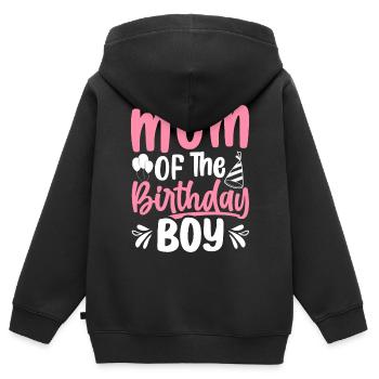 Mutter des Geburtstagskindes Mutter - Kinder Premium Organic Zip Hoodie - Schwarz - Hinten - AI Model Kid Male (0cm)