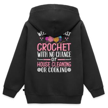 Häkeln Stricken Garnliebhaber Häkeln Reinigen Koch - Kinder Premium Organic Zip Hoodie - Schwarz - Hinten - AI Model Kid Male (0cm)