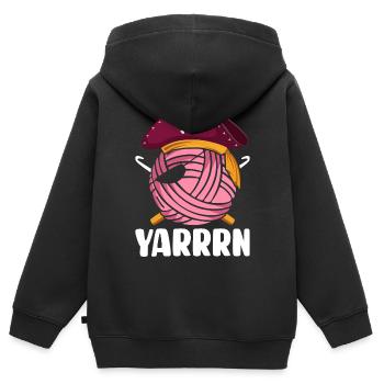 Crochet Knitting Yarn Lover Yarrrn - Kids Premium Organic Zip-up Hoodie - black - Back - AI Model Kid Male (0cm)