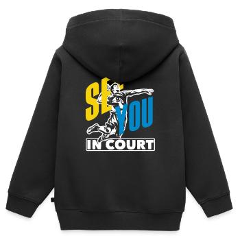 Volleyball Sieht Man Sich Auf Dem Spielfeld - Kinder Premium Organic Zip Hoodie - Schwarz - Hinten - AI Model Kid Male (0cm)