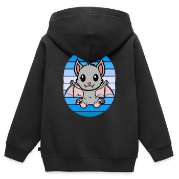 Retro Fledermaus Fledermäuse - Kinder Premium Organic Zip Hoodie - Schwarz - Hinten - AI Model Kid Male (0cm)