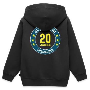 Uhrmacher Jubiläum 20 Jahre 20 jähriges Jubi - Kinder Premium Organic Zip Hoodie - Schwarz - Hinten - AI Model Kid Male (0cm)