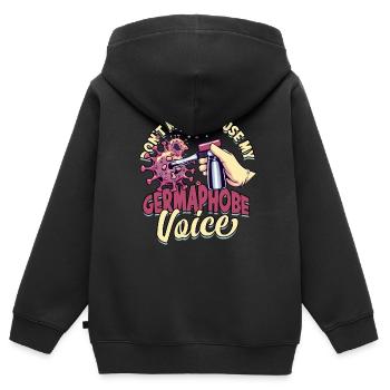 Phobie nucléaire Mysophobie - Sweat Premium à capuche zippé enfant bio - noir - Dos - AI Model Kid Male (0cm)