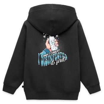 Phobie nucléaire Mysophobie - Sweat Premium à capuche zippé enfant bio - noir - Dos - AI Model Kid Male (0cm)