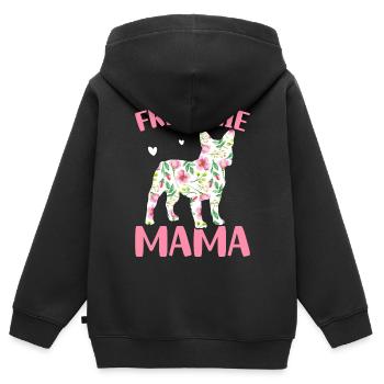 Bulldog Lover Français Chien Mama Frenchie - Sweat Premium à capuche zippé enfant bio - noir - Dos - AI Model Kid Male (0cm)