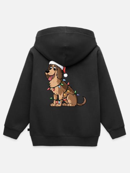 Irsk ulvehund Julelys Xmas Hunder Gaver - Hettegenser Premium med glidelås barn økologisk - svart