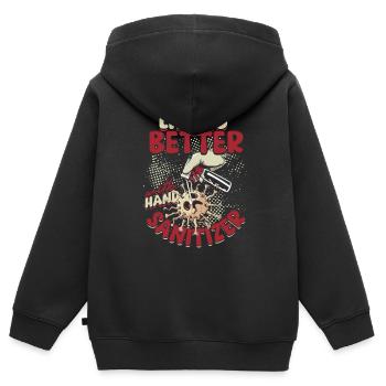 Phobie nucléaire Mysophobie - Sweat Premium à capuche zippé enfant bio - noir - Dos - AI Model Kid Male (0cm)