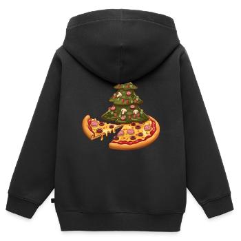 Pizza Christmas Tree Pepperoni Food Gifts for Men - Kinder Premium Organic Zip Hoodie - Schwarz - Hinten - AI Model Kid Male (0cm)