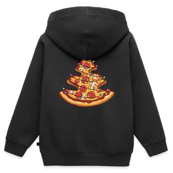 Pizza Christmas Tree Pepperoni Food Gifts for Men - Kinder Premium Organic Zip Hoodie - Schwarz - Hinten - AI Model Kid Male (0cm)