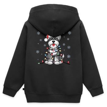 Standard Schnauzer Lumières de Noël Chiens de Noël - Sweat Premium à capuche zippé enfant bio - noir - Dos - AI Model Kid Male (0cm)