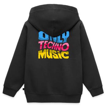 De la musique techno pour les amateurs de techno - Sweat Premium à capuche zippé enfant bio - noir - Dos - AI Model Kid Male (0cm)