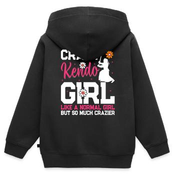 Kendo Filles Kendo Lutteur Crazy Kendo girl - Sweat Premium à capuche zippé enfant bio - noir - Dos - AI Model Kid Male (0cm)
