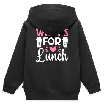 Déjeuner pour le personnel de la cafétéria - Sweat Premium à capuche zippé enfant bio - noir - Dos - AI Model Kid Male (0cm)