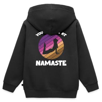 You Had Me At Namaste Yoga Silhouette Entspannung - Kinder Premium Organic Zip Hoodie - Schwarz - Hinten - AI Model Kid Male (0cm)