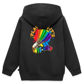Badminton Play Like It's Love-Only - Kinder Premium Organic Zip Hoodie - Schwarz - Hinten - AI Model Kid Male (0cm)