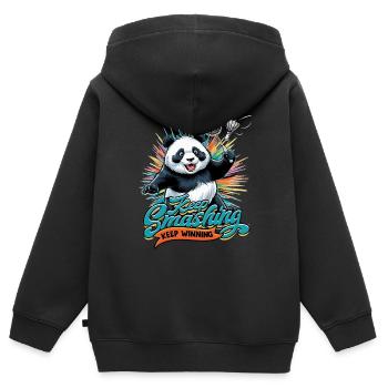 Badminton Keep smashing keep winning - Kinder Premium Organic Zip Hoodie - Schwarz - Hinten - AI Model Kid Male (0cm)