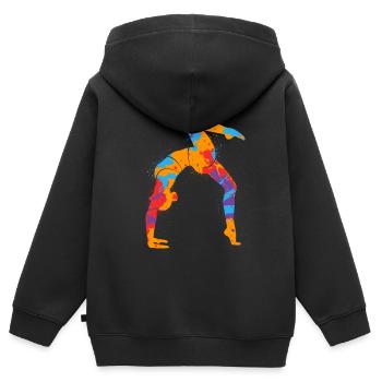 Turnerin bunt Gymnastik Handstand Kinder Turnen - Kinder Premium Organic Zip Hoodie - Schwarz - Hinten - AI Model Kid Male (0cm)