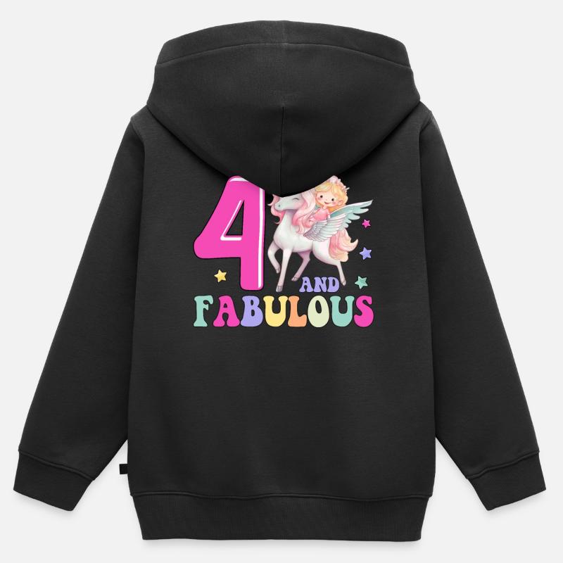 4 Et fabuleux - Sweat Premium à capuche zippé enfant bio - noir