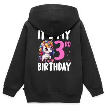 It's My 3rd Birthday - Kinder Premium Organic Zip Hoodie - Schwarz - Hinten - AI Model Kid Male (0cm)
