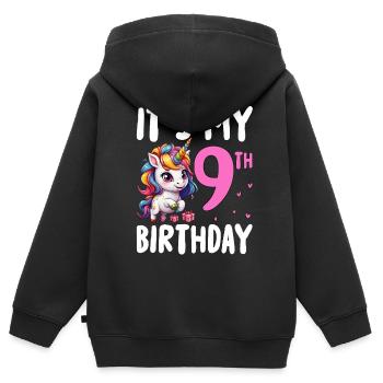 It's My 9th Birthday - Kinder Premium Organic Zip Hoodie - Schwarz - Hinten - AI Model Kid Male (0cm)