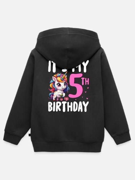 It's My 5th Birthday - Kids Premium Organic Zip-up Hoodie - black