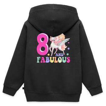 8 And Fabulous - Kids Premium Organic Zip-up Hoodie - black - Back - AI Model Kid Male (0cm)