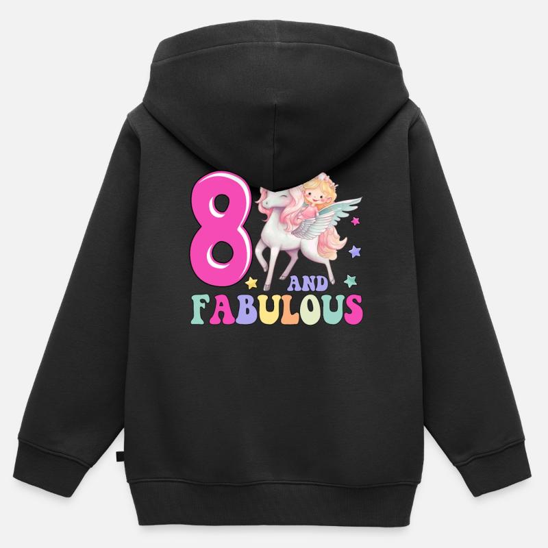 8 Et fabuleux - Sweat Premium à capuche zippé enfant bio - noir