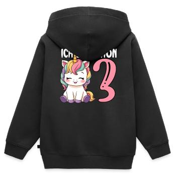 Children's Unicorn 3rd Birthday I'm already Three - Kids Premium Organic Zip-up Hoodie - black - Back - AI Model Kid Male (0cm)
