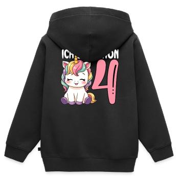 Children's Unicorn 4th Birthday I'm Already Four - Kids Premium Organic Zip-up Hoodie - black - Back - AI Model Kid Male (0cm)