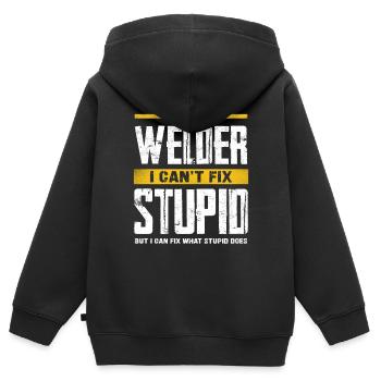 Les soudeurs ne peuvent pas réparer la stupidité - Sweat Premium à capuche zippé enfant bio - noir - Dos - AI Model Kid Male (0cm)