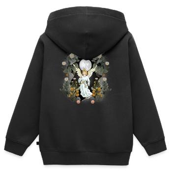 Ange spirituel conte de fées conte de fées protecteur de caractère - Sweat Premium à capuche zippé enfant bio - noir - Dos - AI Model Kid Male (0cm)