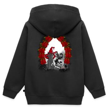 Mystique Conte de fées Conte de fées Personnage Chat de Noël - Sweat Premium à capuche zippé enfant bio - noir - Dos - AI Model Kid Male (0cm)