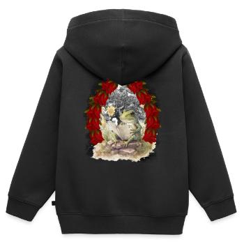 grenouille grenouilles conte de fées conte de fées personnage Noël - Sweat Premium à capuche zippé enfant bio - noir - Dos - AI Model Kid Male (0cm)