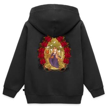 Enfant Enfants Conte de fées Conte de fées Personnage Noël - Sweat Premium à capuche zippé enfant bio - noir - Dos - AI Model Kid Male (0cm)