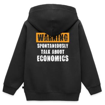 Attention: Spontaneous conversations about economics - Kids Premium Organic Zip-up Hoodie - black - Back - AI Model Kid Male (0cm)