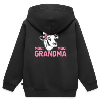Lustige Kuh Rinder Färse Muh Muh Muh Oma - Kinder Premium Organic Zip Hoodie - Schwarz - Hinten - AI Model Kid Male (0cm)