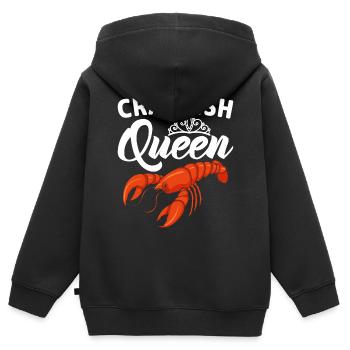 Reine de la langouste cuisinant des écrevisses fruits de mer - Sweat Premium à capuche zippé enfant bio - noir - Dos - AI Model Kid Male (0cm)