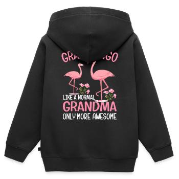 Flamingo Oma Grammingo Normale Oma Nur mehr Awesom - Kinder Premium Organic Zip Hoodie - Schwarz - Hinten - AI Model Kid Male (0cm)