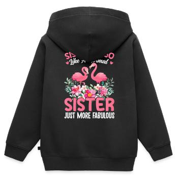 Flamingo Sister Sistermingo Normale Schwester einf - Kinder Premium Organic Zip Hoodie - Schwarz - Hinten - AI Model Kid Male (0cm)
