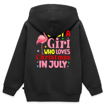 Flamingo Weihnachten im Juli Mädchen, das Weihnach - Kinder Premium Organic Zip Hoodie - Schwarz - Hinten - AI Model Kid Male (0cm)