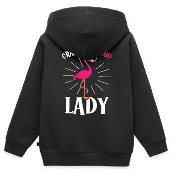 Crazy Flamingo Lady Crazy Lady - Sweat Premium à capuche zippé enfant bio - noir - Dos - AI Model Kid Male (0cm)