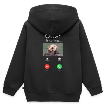 Otter Phone Display Otter Is - Kinder Premium Organic Zip Hoodie - Schwarz - Hinten - AI Model Kid Male (0cm)